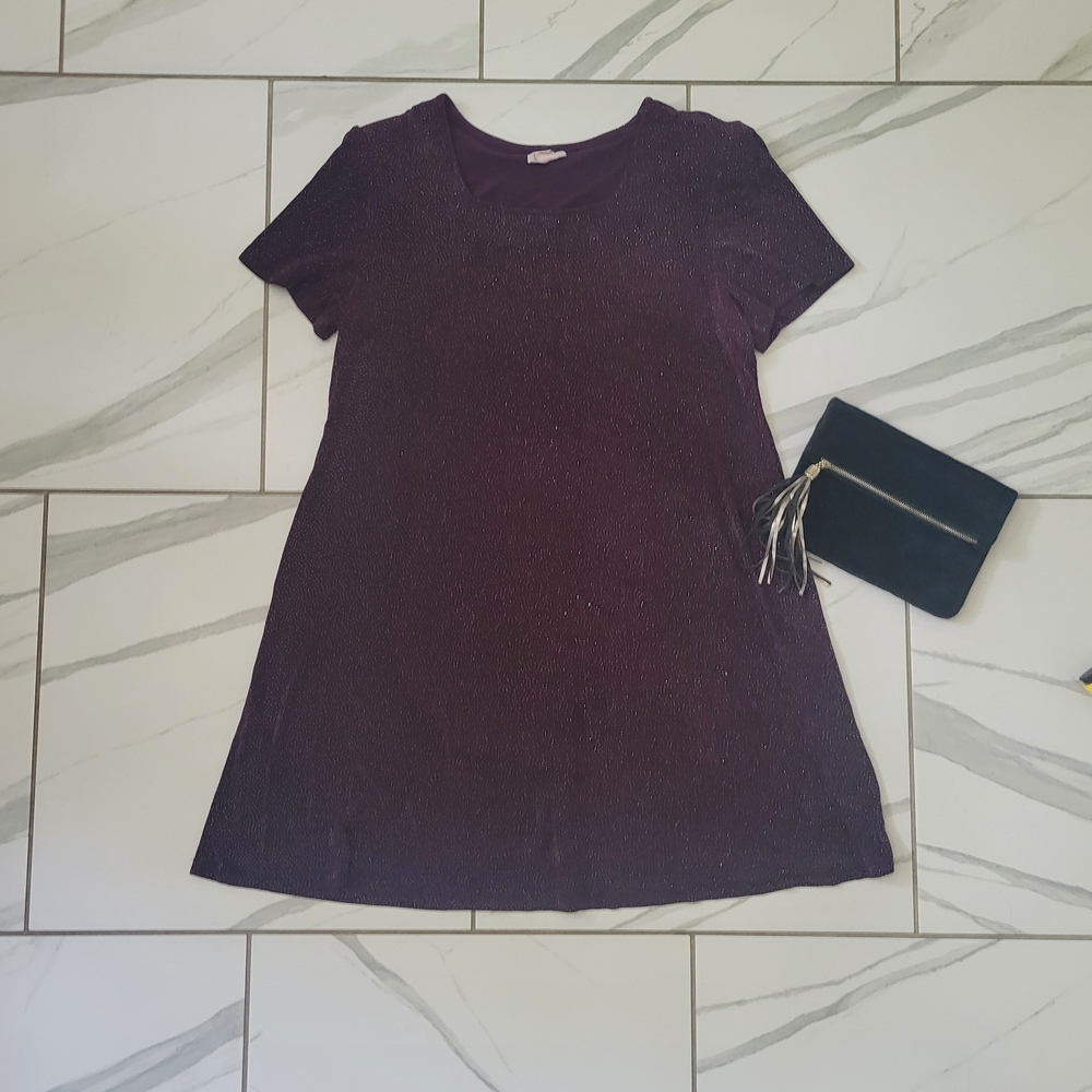 Vintage y2k purple stretchy bodycon glittery summer going out dress in 18W